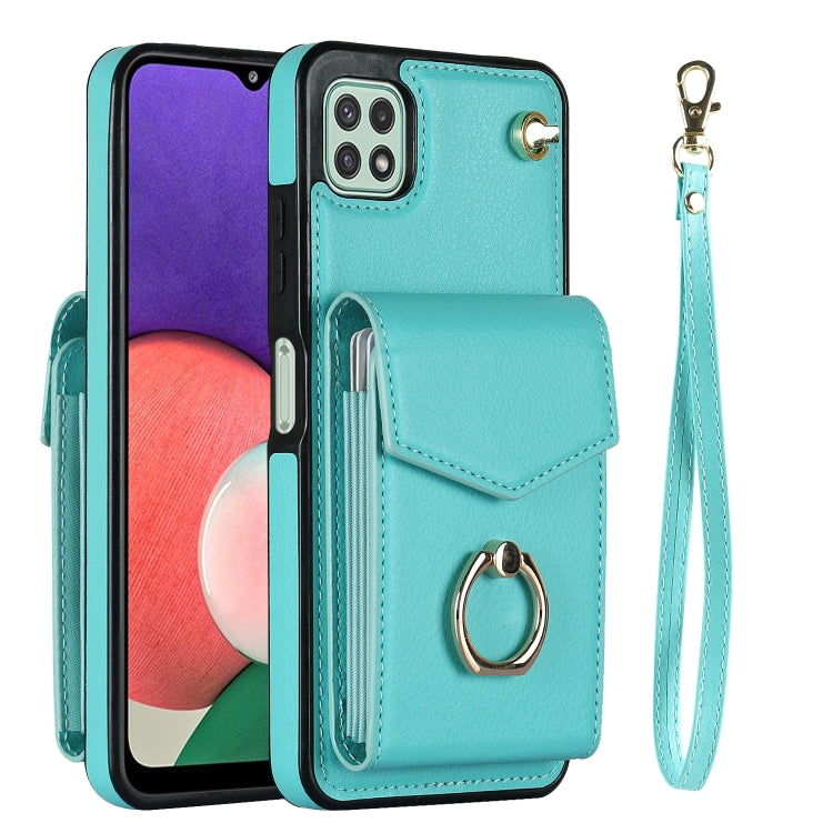 For Samsung Galaxy A22 5G Ring Holder RFID Card Slot Phone Case