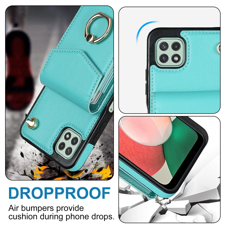 For Samsung Galaxy A22 5G Ring Holder RFID Card Slot Phone Case