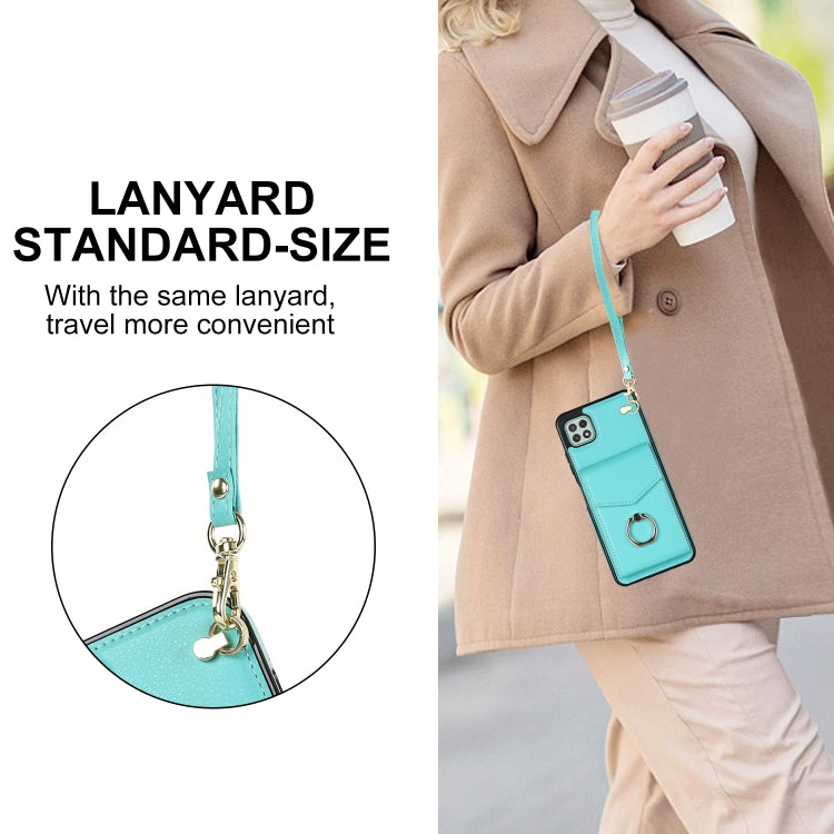 For Samsung Galaxy A22 5G Ring Holder RFID Card Slot Phone Case