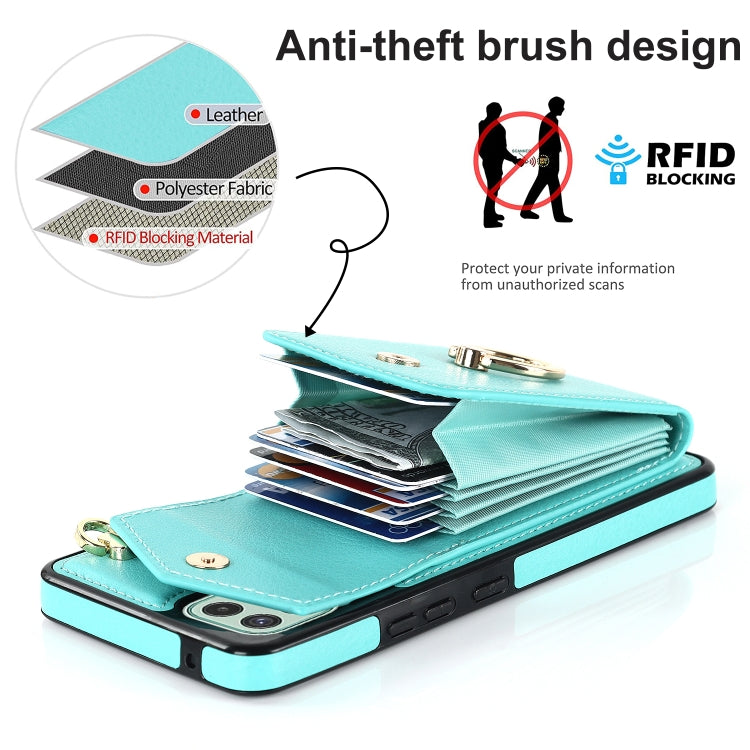 For Samsung Galaxy A22 5G Ring Holder RFID Card Slot Phone Case