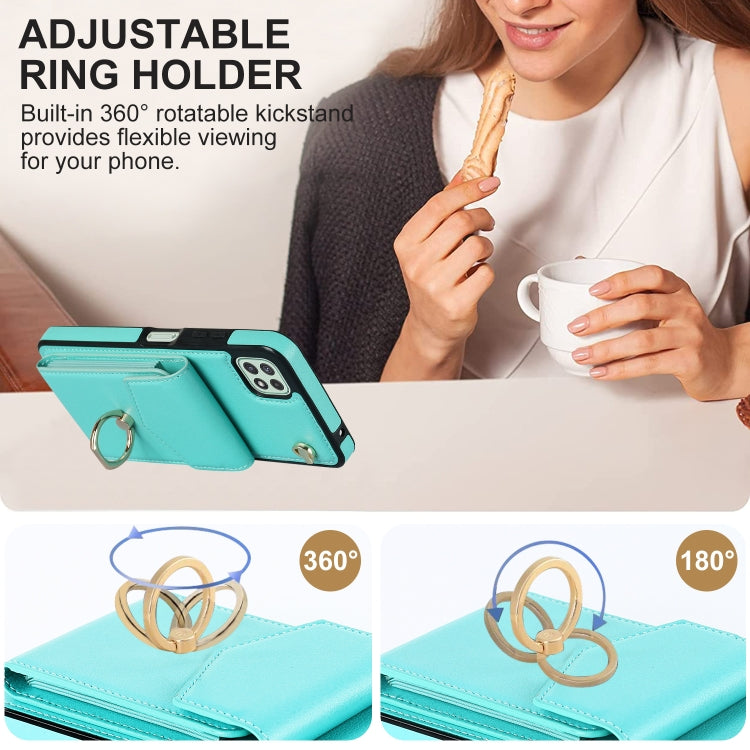 For Samsung Galaxy A22 5G Ring Holder RFID Card Slot Phone Case