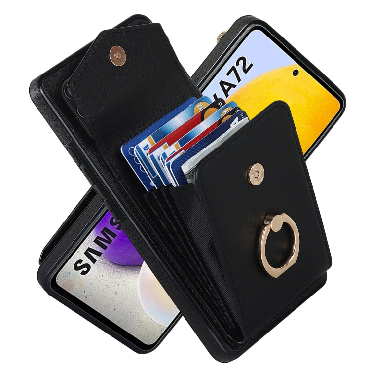 For Samsung Galaxy A72 5G Ring Holder RFID Card Slot Phone Case