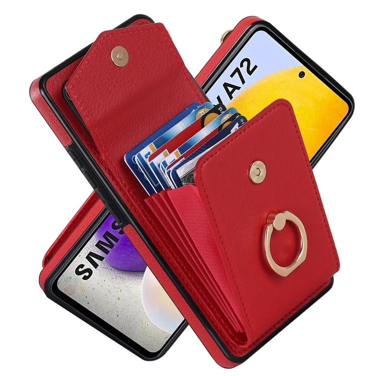 For Samsung Galaxy A72 5G Ring Holder RFID Card Slot Phone Case