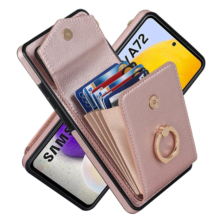 For Samsung Galaxy A72 5G Ring Holder RFID Card Slot Phone Case