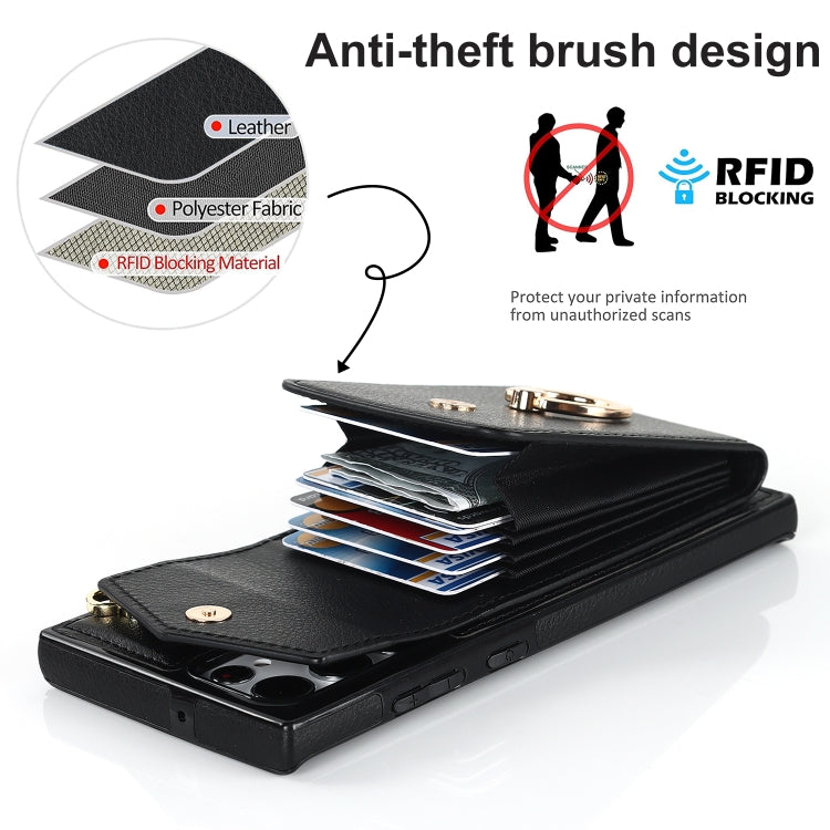 For Samsung Galaxy S23 Ultra 5G Ring Holder RFID Card Slot Phone Case