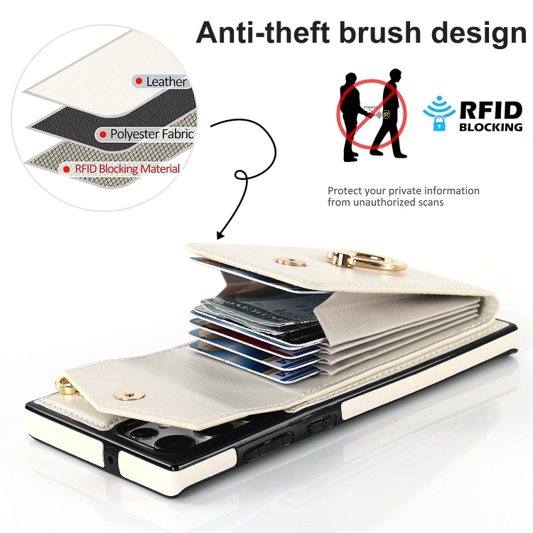 For Samsung Galaxy S23 Ultra 5G Ring Holder RFID Card Slot Phone Case