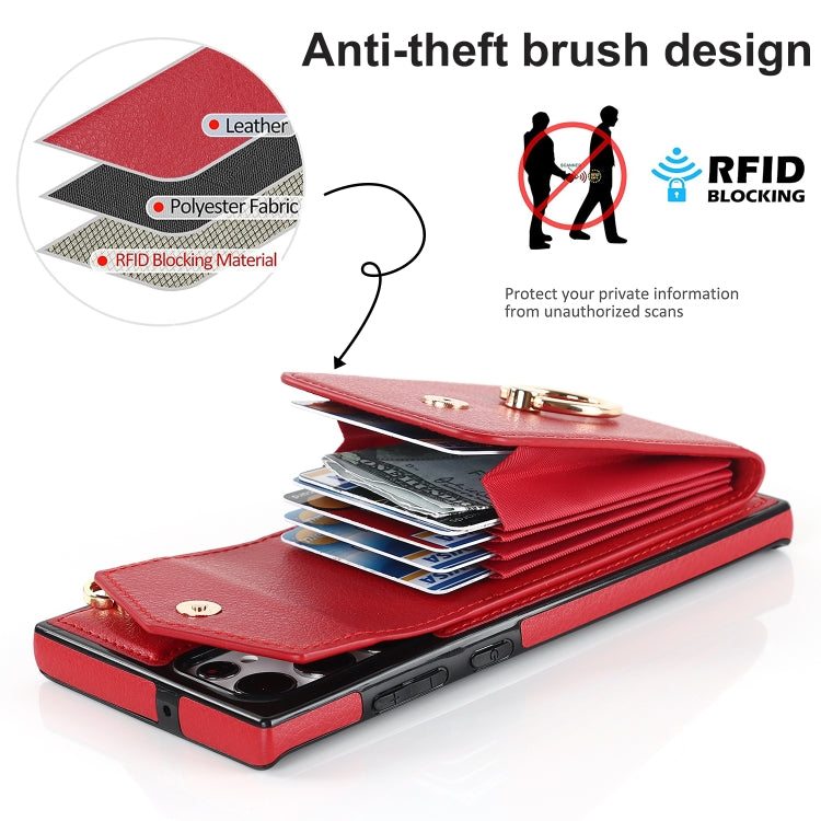 For Samsung Galaxy S23 Ultra 5G Ring Holder RFID Card Slot Phone Case