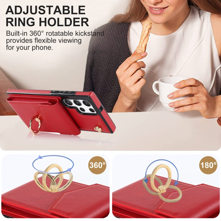For Samsung Galaxy S23 Ultra 5G Ring Holder RFID Card Slot Phone Case