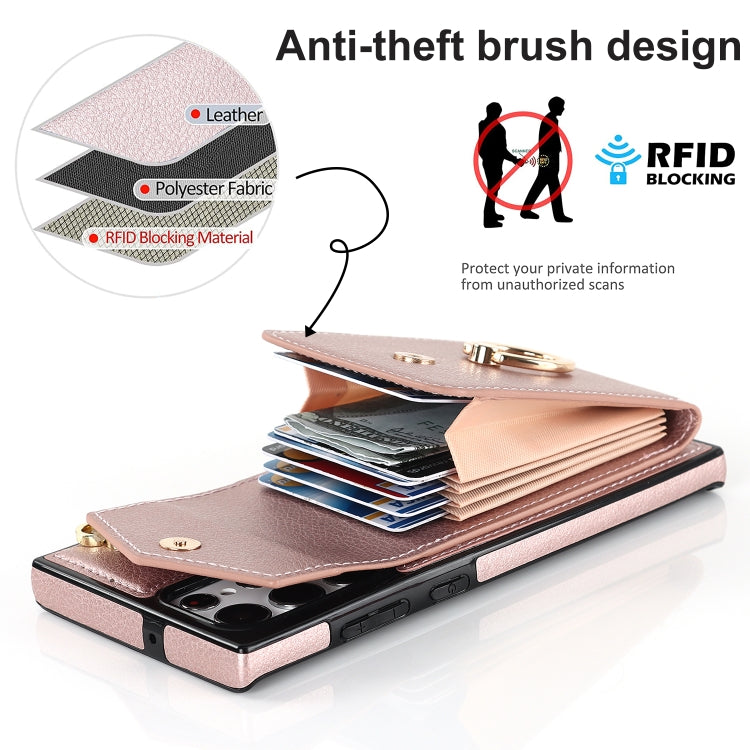 For Samsung Galaxy S23 Ultra 5G Ring Holder RFID Card Slot Phone Case