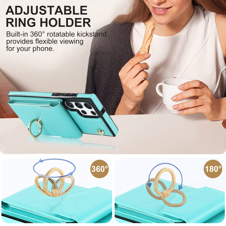 For Samsung Galaxy S23 Ultra 5G Ring Holder RFID Card Slot Phone Case