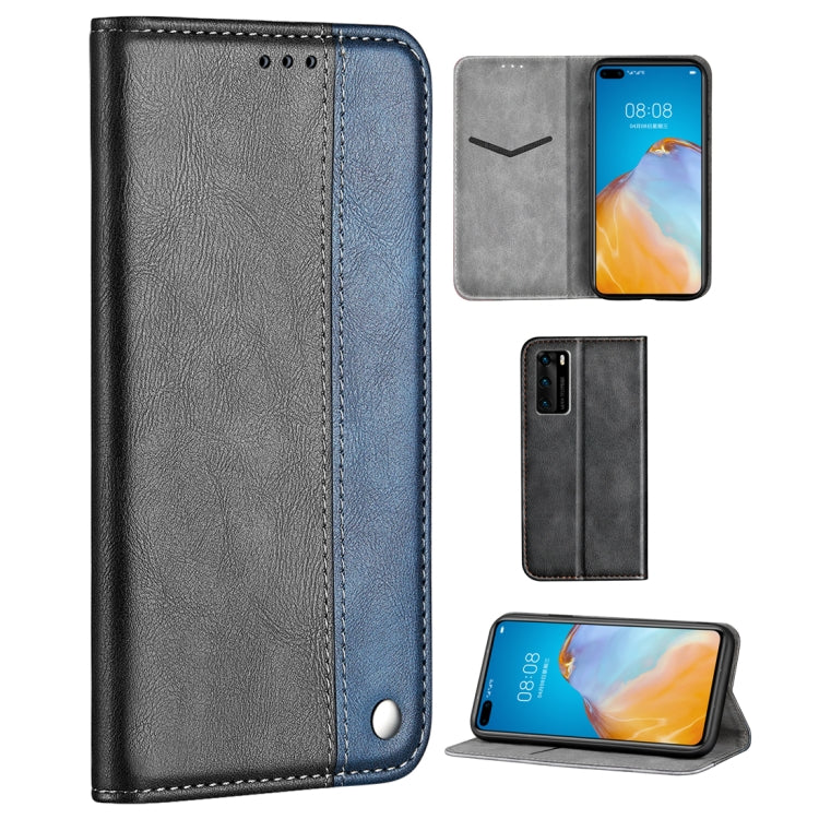 For Huawei P40 Business Solid Color Stitching Multifunctional Horizontal Flip Leather Case with Bracket & Card Slots