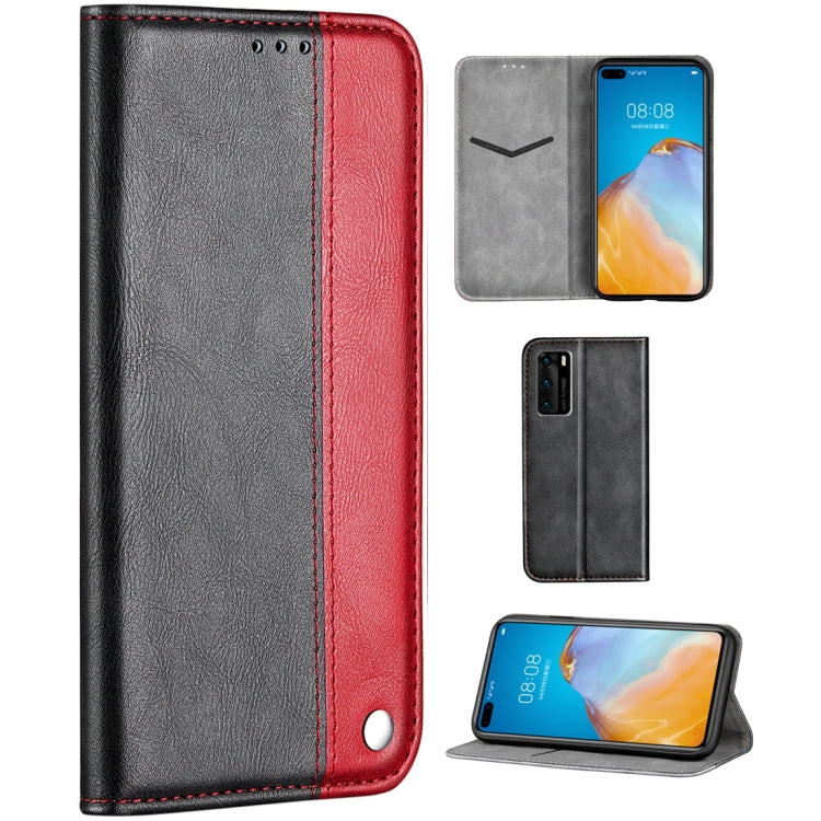 For Huawei P40 Business Solid Color Stitching Multifunctional Horizontal Flip Leather Case with Bracket & Card Slots