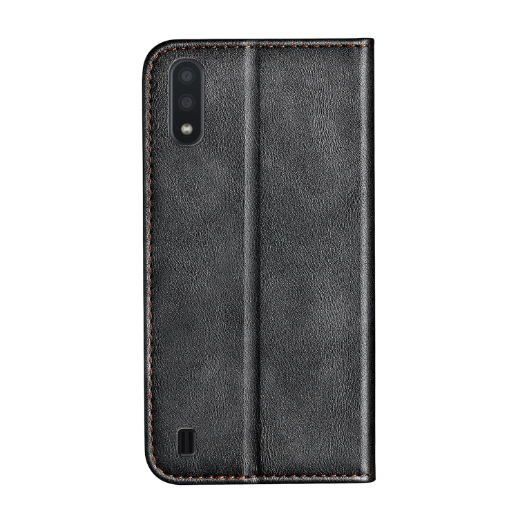 For Galaxy A01 Business Solid Color Stitching Multifunctional Horizontal Flip Leather Case with Bracket & Card Slots