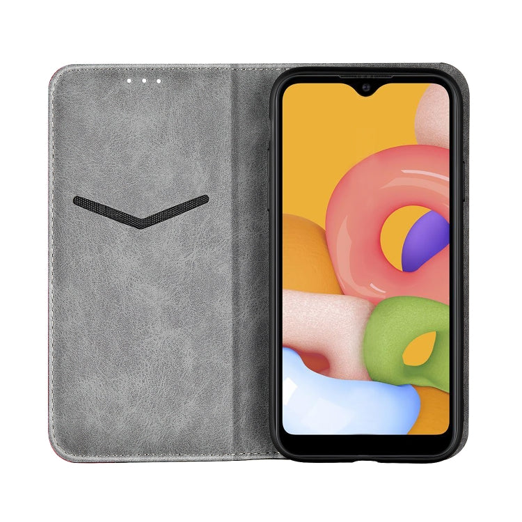 For Galaxy A01 Business Solid Color Stitching Multifunctional Horizontal Flip Leather Case with Bracket & Card Slots