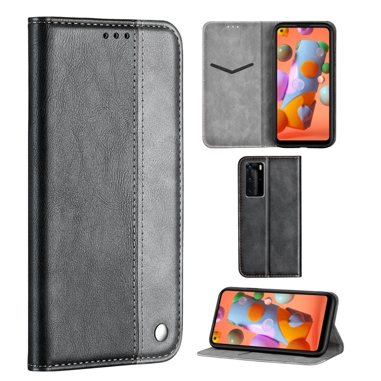 For Galaxy A11 Business Solid Color Stitching Multifunctional Horizontal Flip Leather Case with Bracket & Card Slots