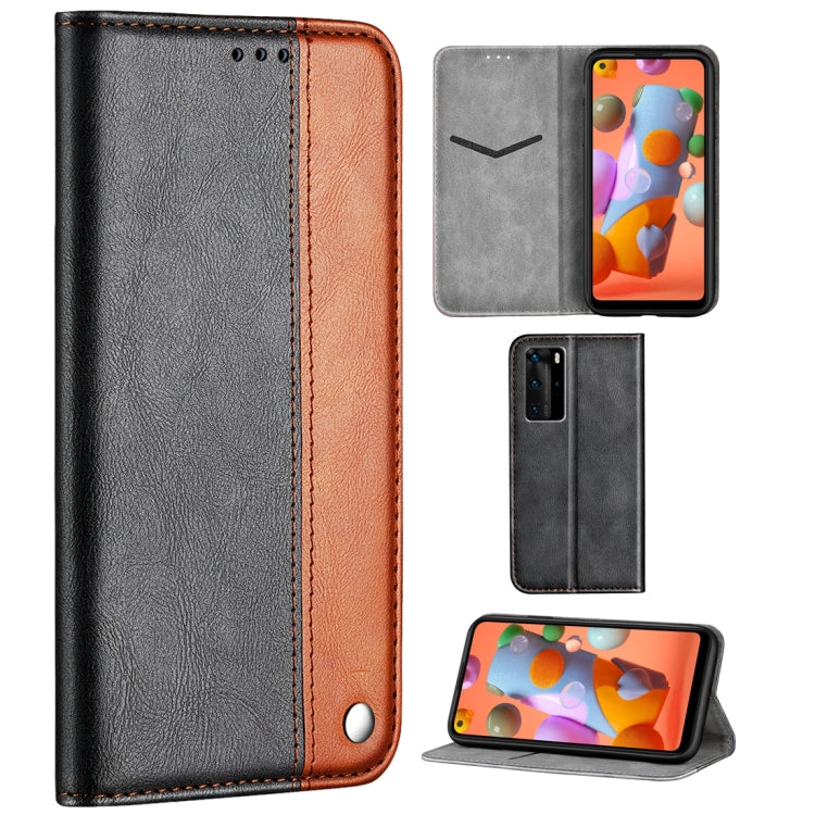 For Galaxy A11 Business Solid Color Stitching Multifunctional Horizontal Flip Leather Case with Bracket & Card Slots