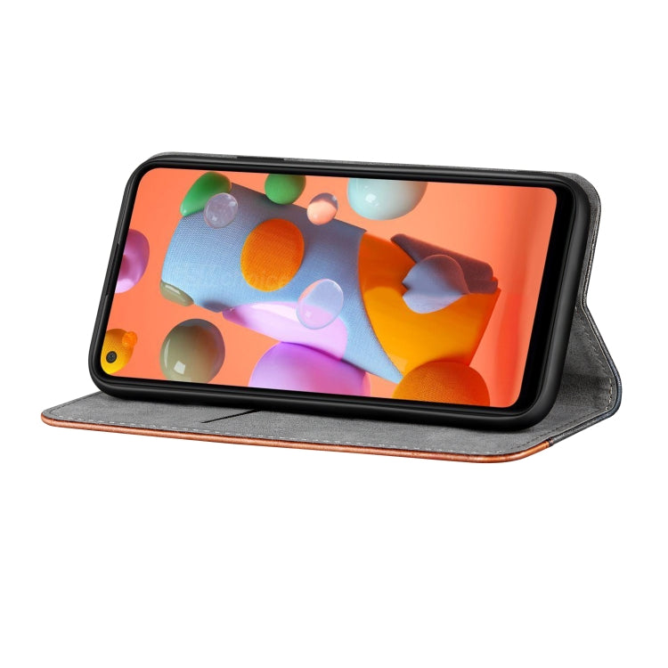 For Galaxy A11 Business Solid Color Stitching Multifunctional Horizontal Flip Leather Case with Bracket & Card Slots
