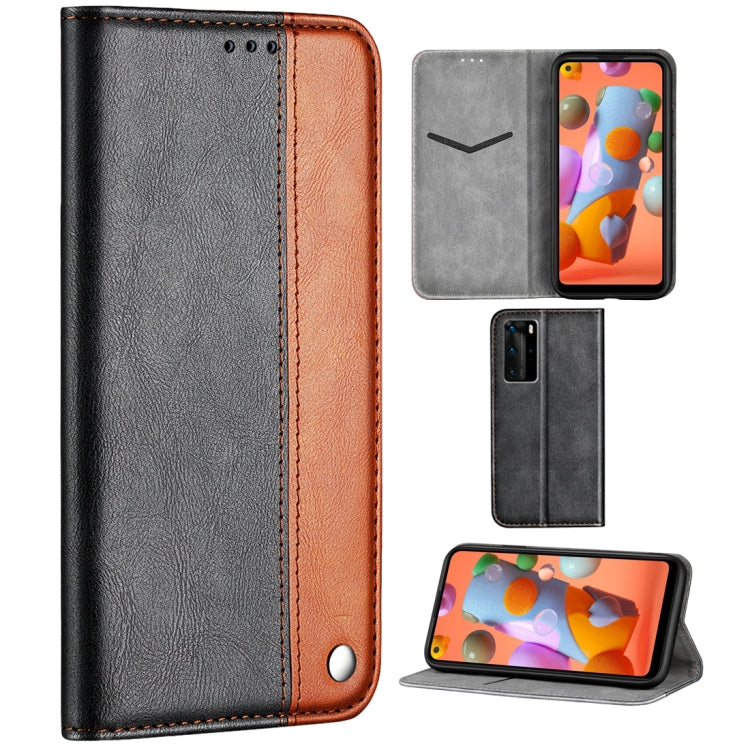 For Galaxy A21 Business Solid Color Stitching Multifunctional Horizontal Flip Leather Case with Bracket & Card Slots
