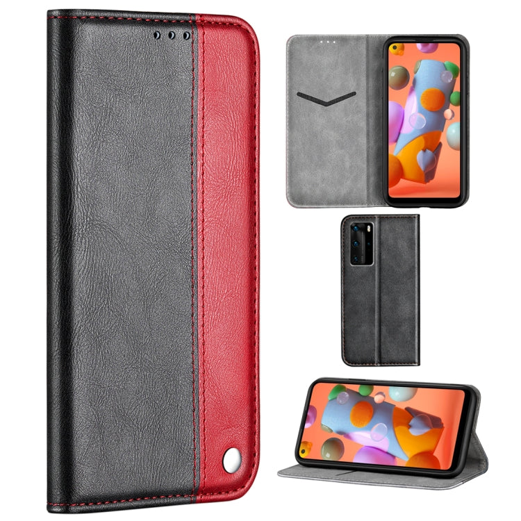 For Galaxy A21 Business Solid Color Stitching Multifunctional Horizontal Flip Leather Case with Bracket & Card Slots