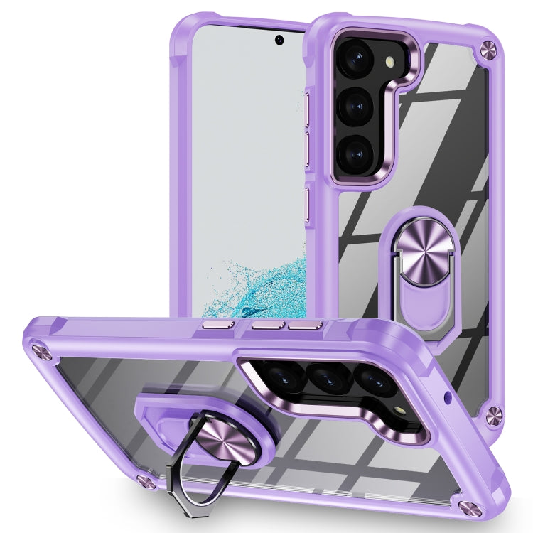 For Samsung Galaxy S23+ 5G TPU + PC Lens Protection Phone Case with Ring Holder