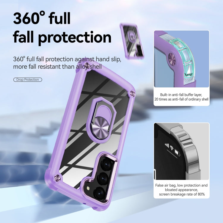 For Samsung Galaxy S23+ 5G TPU + PC Lens Protection Phone Case with Ring Holder