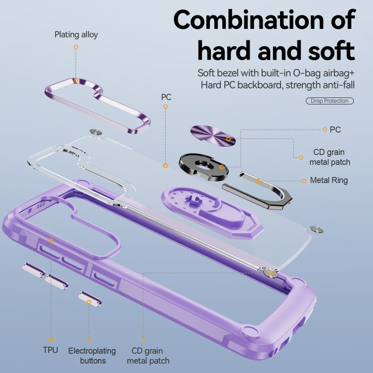 For Samsung Galaxy S23+ 5G TPU + PC Lens Protection Phone Case with Ring Holder