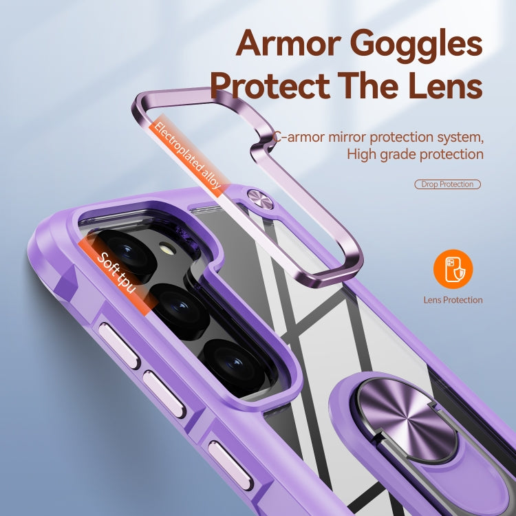 For Samsung Galaxy S23+ 5G TPU + PC Lens Protection Phone Case with Ring Holder