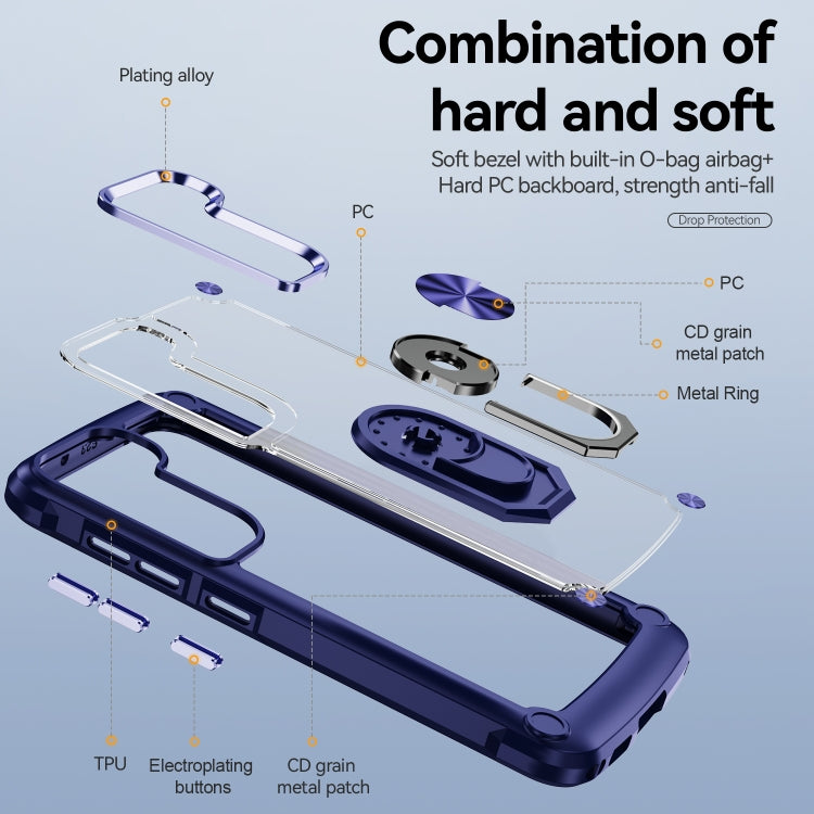 For Samsung Galaxy S23+ 5G TPU + PC Lens Protection Phone Case with Ring Holder