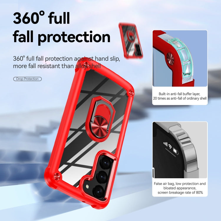 For Samsung Galaxy S23+ 5G TPU + PC Lens Protection Phone Case with Ring Holder