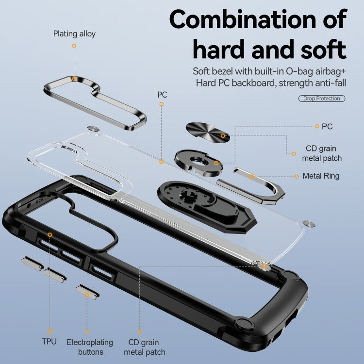 For Samsung Galaxy S23+ 5G TPU + PC Lens Protection Phone Case with Ring Holder