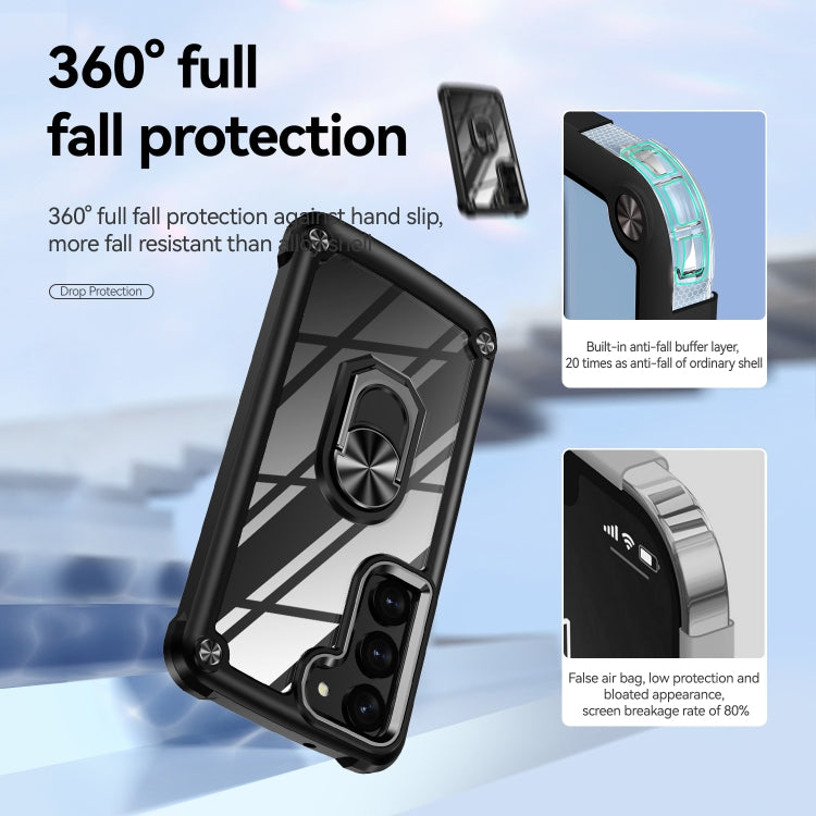 For Samsung Galaxy S23+ 5G TPU + PC Lens Protection Phone Case with Ring Holder
