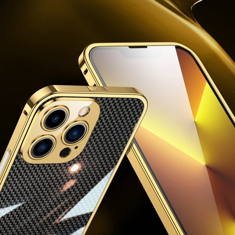 For iPhone 14 Carbon Brazed Stainless Steel Ultra Thin Protective Phone Case