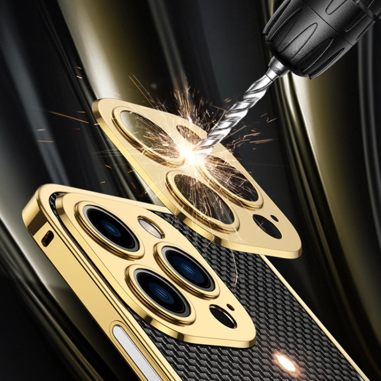 For iPhone 14 Pro Carbon Brazed Stainless Steel Ultra Thin Protective Phone Case