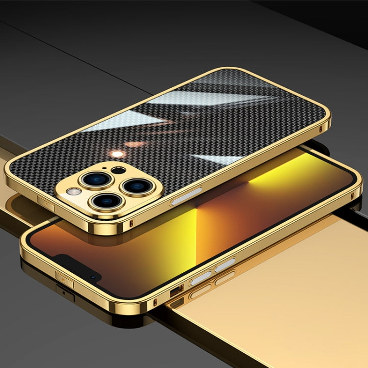 For iPhone 14 Pro Max Carbon Brazed Stainless Steel Ultra Thin Protective Phone Case