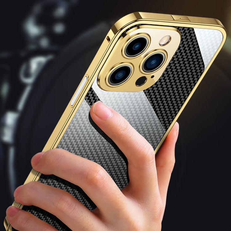 For iPhone 14 Pro Max Carbon Brazed Stainless Steel Ultra Thin Protective Phone Case