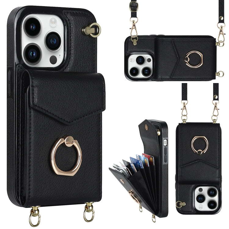 For iPhone 14 Pro Ring Holder RFID Card Slot Phone Case with Long Lanyard