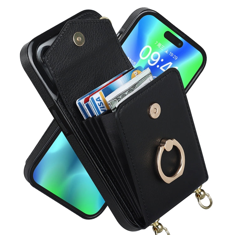 For iPhone 14 Pro Ring Holder RFID Card Slot Phone Case with Long Lanyard