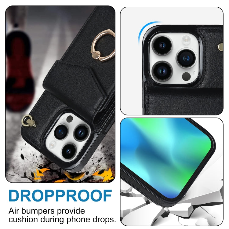 For iPhone 14 Pro Ring Holder RFID Card Slot Phone Case with Long Lanyard