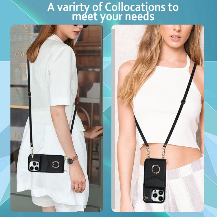 For iPhone 14 Pro Ring Holder RFID Card Slot Phone Case with Long Lanyard