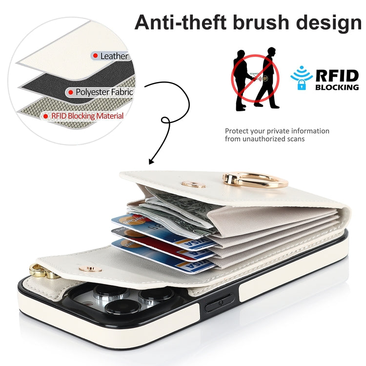 For iPhone 14 Pro Ring Holder RFID Card Slot Phone Case with Long Lanyard