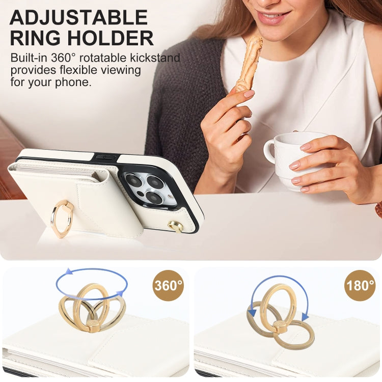 For iPhone 14 Pro Ring Holder RFID Card Slot Phone Case with Long Lanyard
