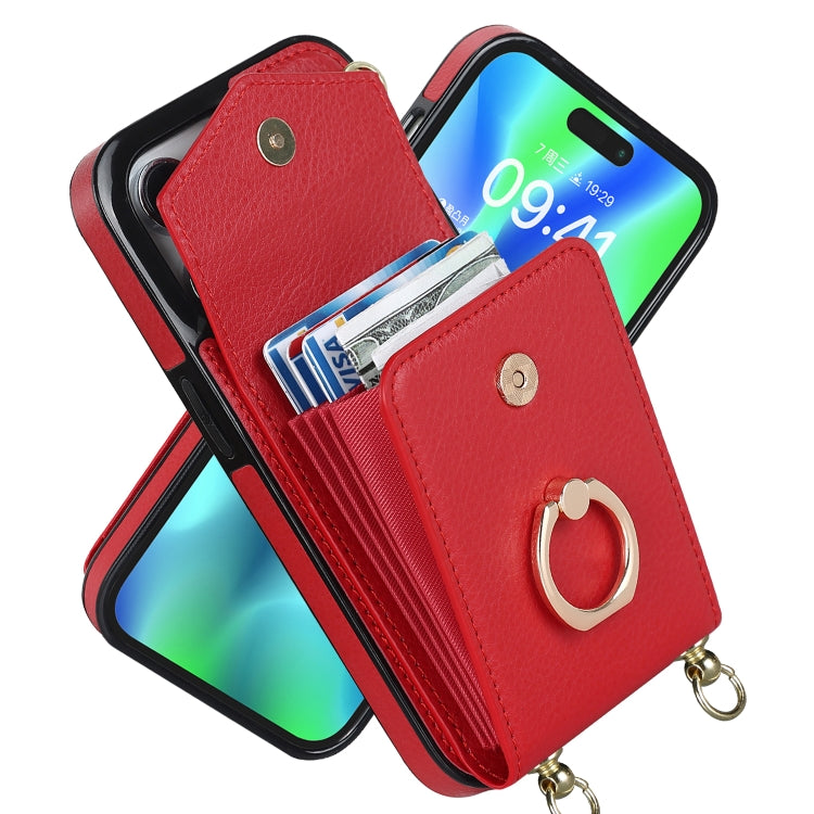 For iPhone 14 Pro Ring Holder RFID Card Slot Phone Case with Long Lanyard