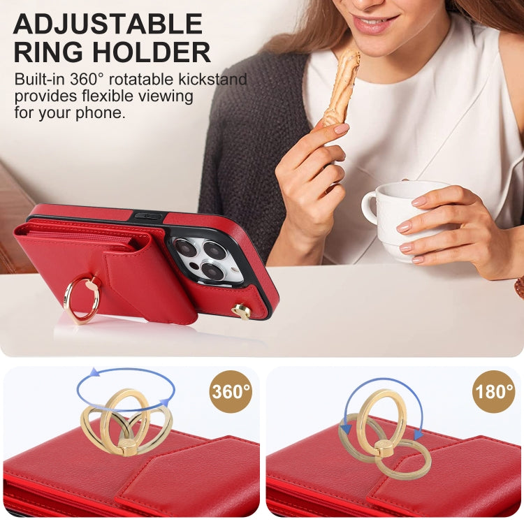 For iPhone 14 Pro Ring Holder RFID Card Slot Phone Case with Long Lanyard