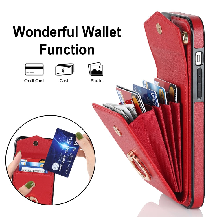 For iPhone 14 Pro Ring Holder RFID Card Slot Phone Case with Long Lanyard