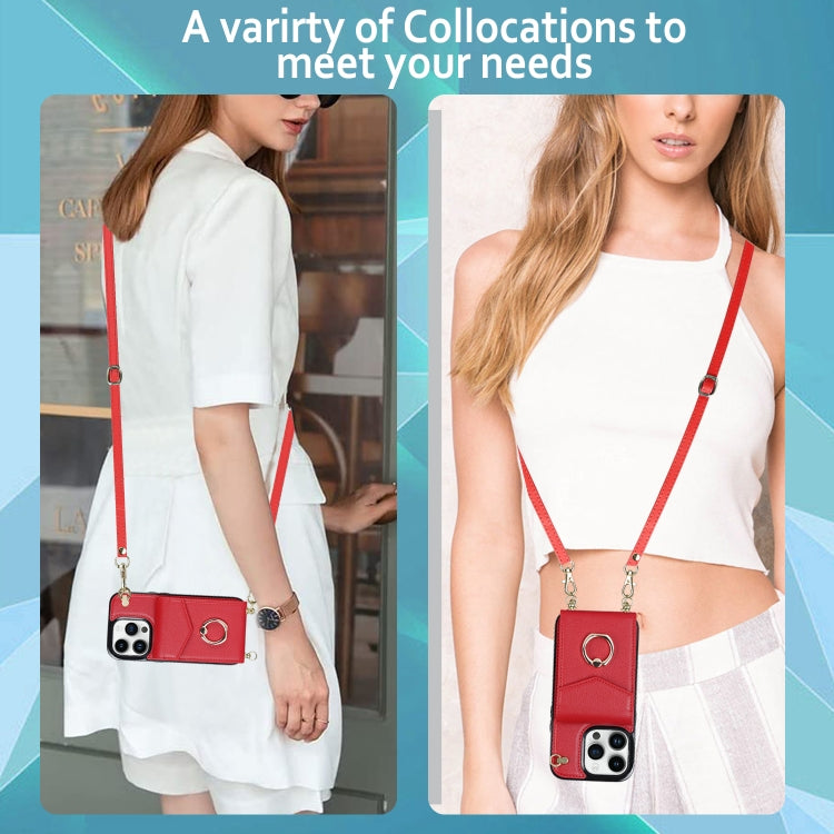 For iPhone 14 Pro Ring Holder RFID Card Slot Phone Case with Long Lanyard