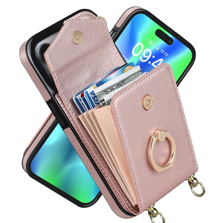 For iPhone 14 Pro Ring Holder RFID Card Slot Phone Case with Long Lanyard