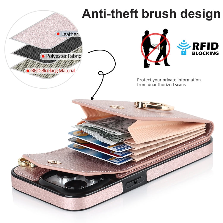 For iPhone 14 Pro Ring Holder RFID Card Slot Phone Case with Long Lanyard