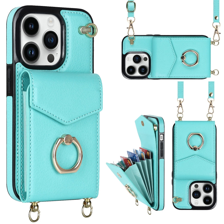For iPhone 14 Pro Ring Holder RFID Card Slot Phone Case with Long Lanyard
