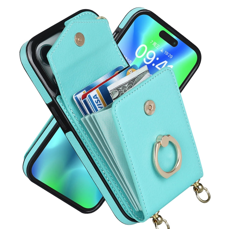 For iPhone 14 Pro Ring Holder RFID Card Slot Phone Case with Long Lanyard