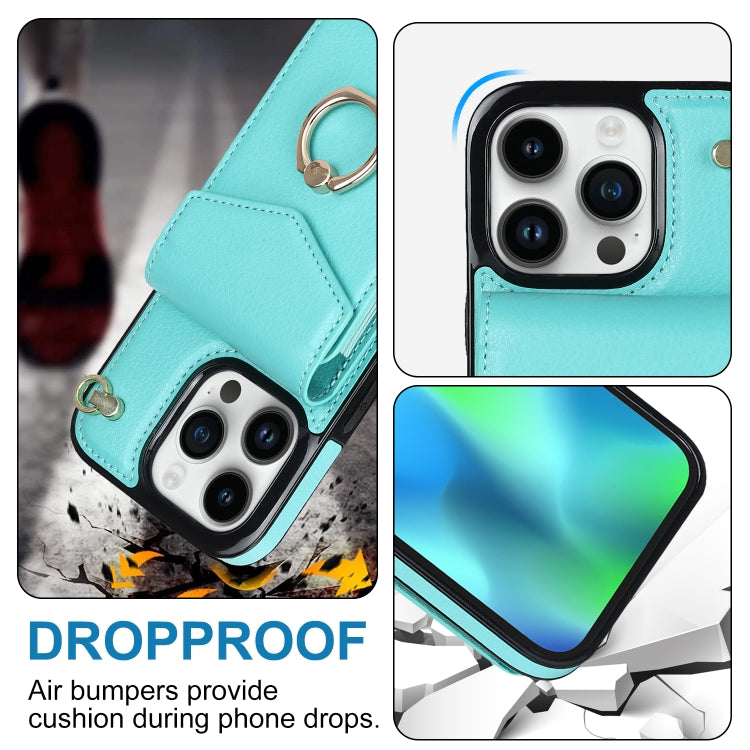 For iPhone 14 Pro Ring Holder RFID Card Slot Phone Case with Long Lanyard